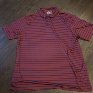Drake‎ Polo Shirt Mens 3XL Red Blue Short Sleeve Casual Lightweight Travel